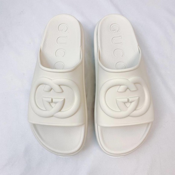 GUCCI Miami GG logo rubber platform slides sandals - Picture 7 of 9